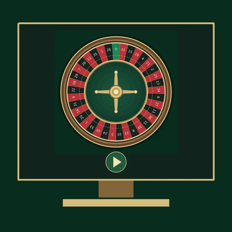 Roulette wheel inside a computer screen with a play control, representing the browser-based simulator