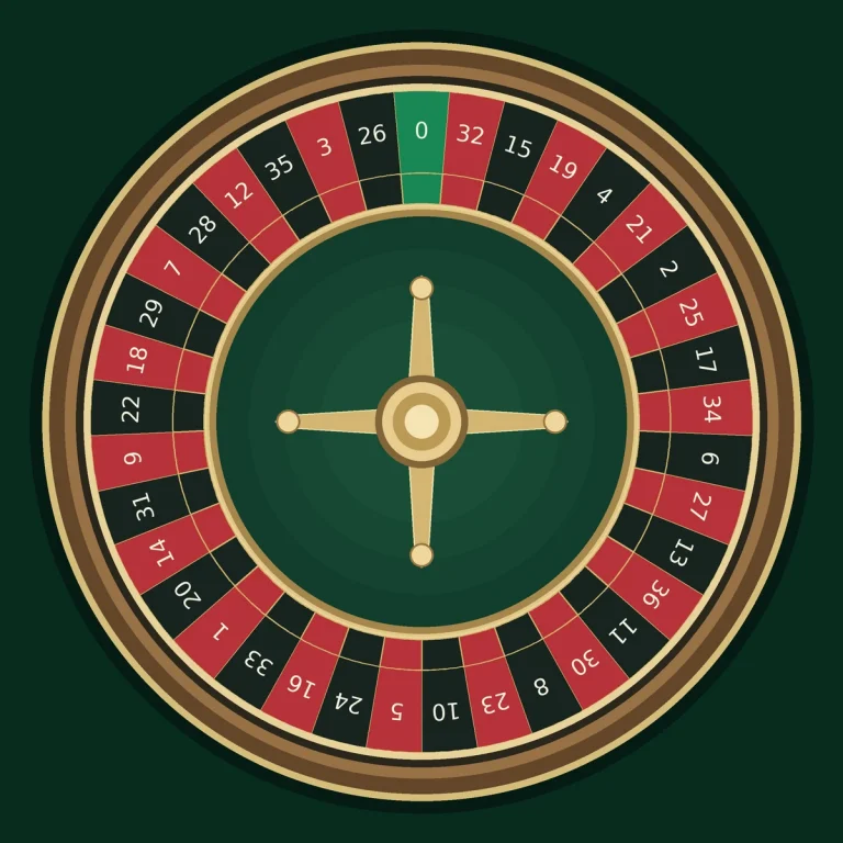 European roulette wheel with all 37 numbers in clockwise order from zero